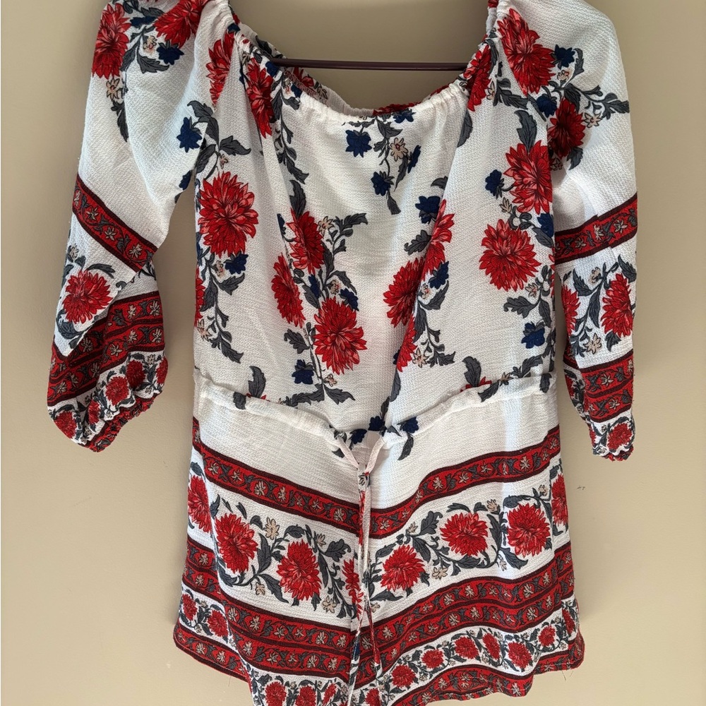 Simple Red and Blue Floral Jumpsuit